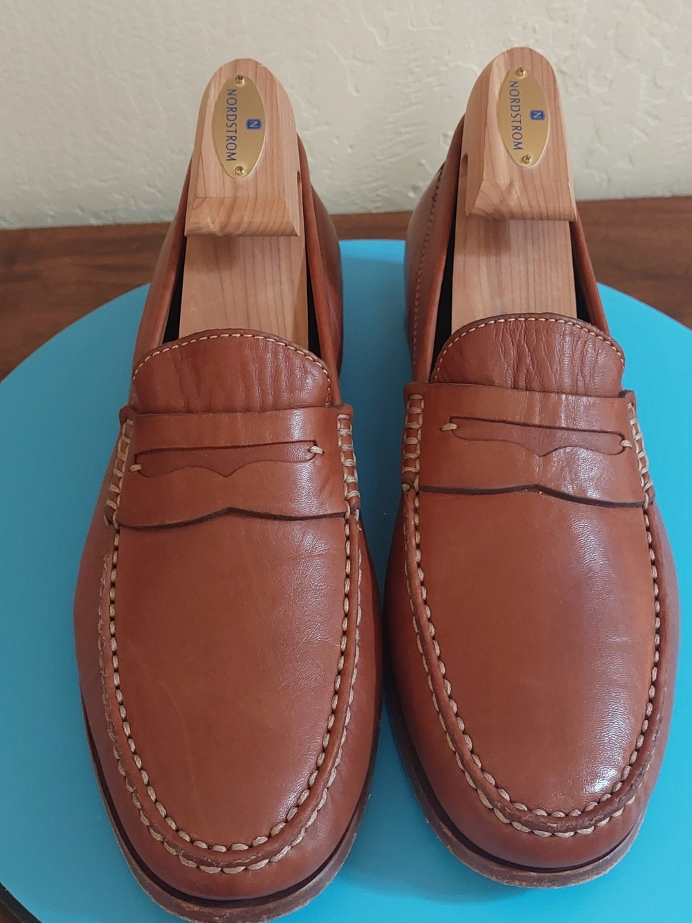 Trask Men’s Handsewn Tan Leather Penny Loafers